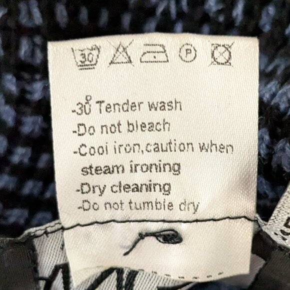 ANGEL APPAREL Black/Blue Cowl Neck Tweed Poncho Pullover Sweater; Size XS - Picture 5 of 6